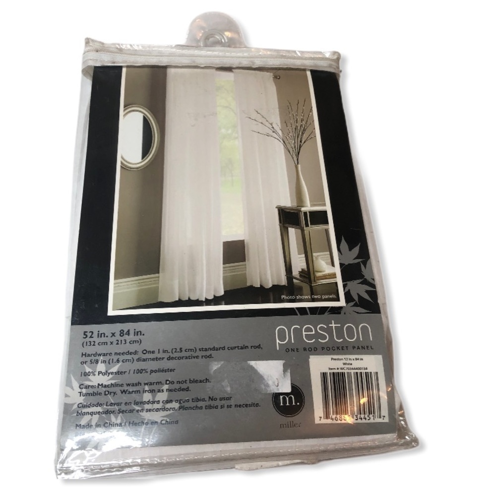 Preston white one rod pocket panel 52”x 84”